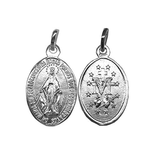 Medalla Colgante Virgen Milagrosa Plata Ley 925ml 22mm