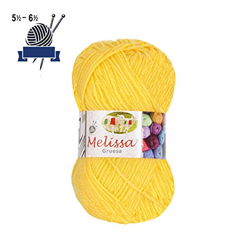 Melissa Hilo Acrílico Ovillo de Lana Premium para DIY Tejer y Ganchillo (1u * 100g), Amarillo 9, Gruesa Melissa Hilo Acrílico Ovillo de Lana Premium para DIY Tejer y Ganchillo (1u * 100g), Amarillo 9, Gruesa