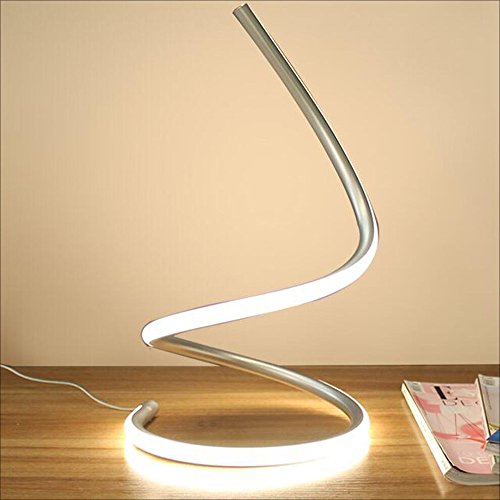 Modeen 40W Lámpara de Mesa LED Espiral lámpara de Escritorio Moderna del LED lámpara de cabecera del Dormitorio acrílico Elegante Sala de Estar del Dormitorio (Silver) Modeen 40W Lámpara de Mesa LED Espiral lámpara de Escritorio Moderna del LED lámpara de cabecera del Dormitorio acrílico Elegante Sala de Estar del Dormitorio (Silver)