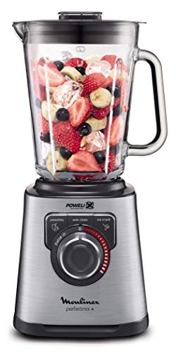 Moulinex Perfect Mix+ LM811D10 Batidora de vaso de 2 litros y 1200 W, vidrio acabados exteriores de acero inoxidable, selector de la velocidad retroiluminable, 3 programas, modo manual y autoclean Moulinex Perfect Mix+ LM811D10 Batidora de vaso de 2 litros y 1200 W, vidrio acabados exteriores de acero inoxidable, selector de la velocidad retroiluminable, 3 programas, modo manual y autoclean