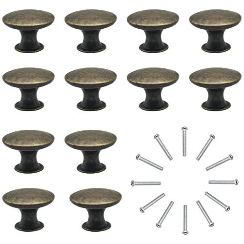 Natuce 12 Piezas Pomos y Tiradores de Muebles 30mm Vintage Bronce Pomos para Puertas/Armarios de Cocina/Cajones de Comodas Antiguos