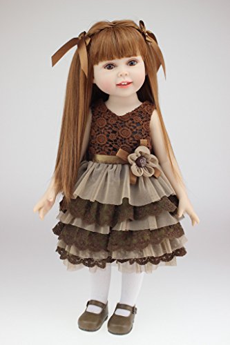 Nicery 18inch Lovely Girl Reborn muñeca de Juguete Suave de Alta Vinilo 45cm Realista móvil de la Sonrisa de la Princesa Vestido de Marrón Reborn Baby Reborn Doll