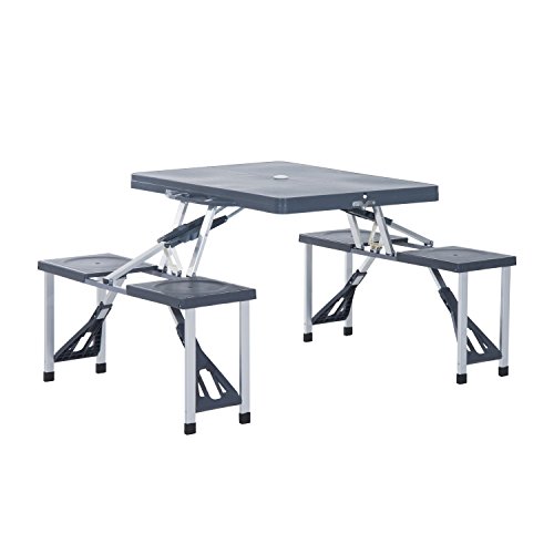 Outsunny Mesa Maleta de Camping Plegable Portátil 4 Asientos y Agujero Sombrilla Estructura Aluminio Playa Picnic 84.5x64.5x66cm (Gris) Outsunny Mesa Maleta de Camping Plegable Portátil 4 Asientos y Agujero Sombrilla Estructura Aluminio Playa Picnic 84.5x64.5x66cm (Gris)