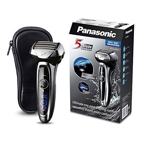 Panasonic ES-LV65-S803 Premium Wet & Dry - Afeitadora Eléctrica para Hombre/Máquina de Afeitar de Láminas para Barba Recargable e Inalámbrica Fabricada en Japón (Motor Lineal, Wet&Dry, 5 Cuchillas)