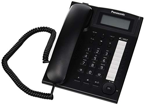 Panasonic KX-TS880 - Teléfono fijo con cable (LCD, Entrada Jack, marcación directa, altavoz, identificador de llamadas, reloj), color negro