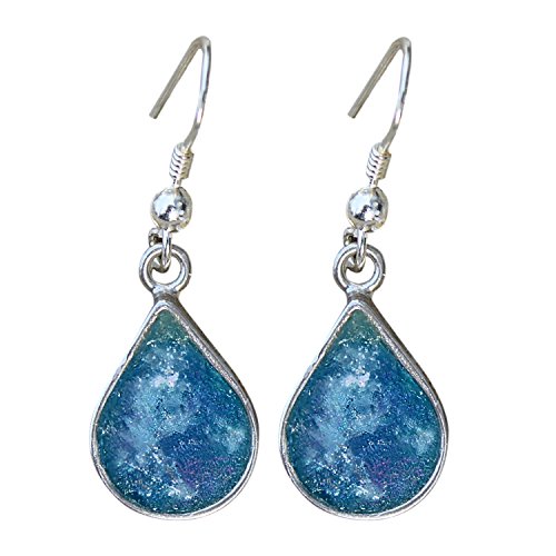 Pendientes de Mujer en Plata de Ley 925 - Joyería Vintage con Lágrima de Cristal Romano Retro Antiguo de 2000 años - Joya Artesanal con Vidrio Certificado por Excavación Arqueológica - Niibuhr Jewelry Pendientes de Mujer en Plata de Ley 925 - Joyería Vintage con Lágrima de Cristal Romano Retro Antiguo de 2000 años - Joya Artesanal con Vidrio Certificado por Excavación Arqueológica - Niibuhr Jewelry
