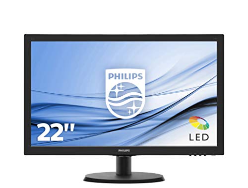 Philips Monitor 223V5LHSB2/00 - Pantalla para PC de 21.5" FHD (resolución 1920 x 1080 Pixels, tecnología WLED, Contraste 600:1, 5 ms, FlieckerFree, VESA; HDMI, sin Altavoces)
