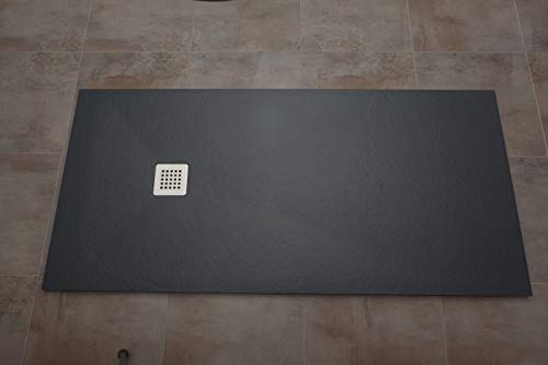 Plato ducha resina textura pizarra "Slate". 70x100 cm. Blanco Ral. 9003