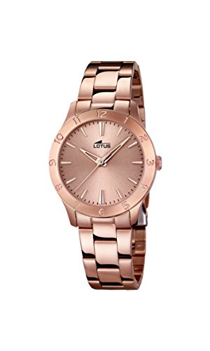 Reloj de Pulsera de Cuarzo de Las Mujeres con diseño de Flor de Loto de Oro Rosa y Esfera analógica y de Acero Inoxidable Chapado en Oro Rosa de la Pulsera 18141/2 Reloj de Pulsera de Cuarzo de Las Mujeres con diseño de Flor de Loto de Oro Rosa y Esfera analógica y de Acero Inoxidable Chapado en Oro Rosa de la Pulsera 18141/2