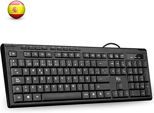 Rii RK907 USB - Teclado con Cable, QWERTY español, Negro