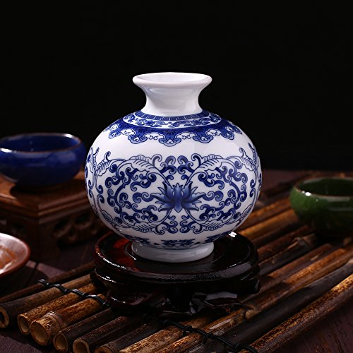 Rosepoem Jarrón de Flores de Porcelana, decoración Floral Oriental Antigua, jarrón de Porcelana Azul y Blanco, jarrón de cerámica para decoración y Regalo - C5 Rosepoem Jarrón de Flores de Porcelana, decoración Floral Oriental Antigua, jarrón de Porcelana Azul y Blanco, jarrón de cerámica para decoración y Regalo - C5