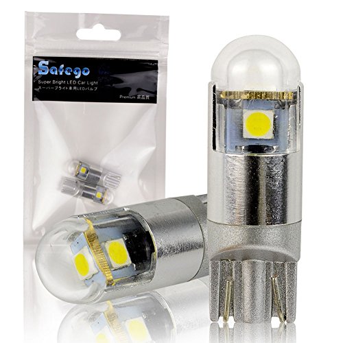 Safego 2x Super Brillante 501 T10 W5W 3SMD 3030 LED Blanco Bombilla de Luz de Coche Interior Luces de Circulación Diurna 12V 6000K
