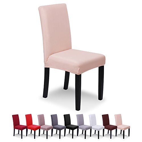 SaintderG® Fundas para sillas Pack de 6 Fundas sillas Comedor, Duradera Modern Bouquet de la Boda, Hotel, Decor Restaurante (Champagne Ligero, Pack de 6)