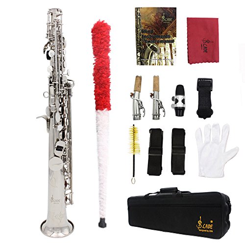 Saxofón de latón lacado Soprano Sax BB, plateado