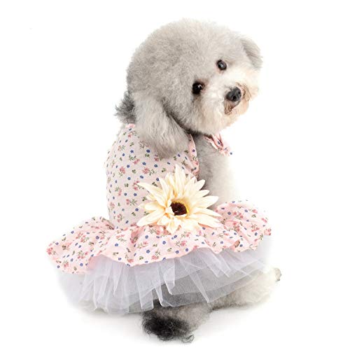 SELMAI Vestido con Estampado Floral para Perro pequeño, Gato, Cachorro, Verano, tutú, Fiesta, Disfraz, Yorkie Chihuahua Shih Tzu