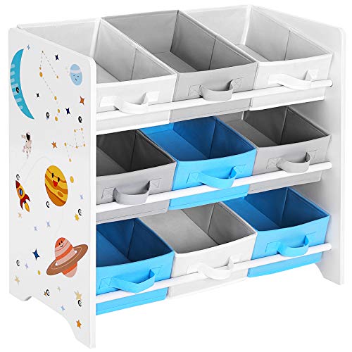 SONGMICS Estantería Infantil para Juguetes y Libros, 9 Cajas de Tela no Tejida Extraíbles con Asas, para Sala de Juegos, Escuela, 62,5 x 29,5 x 60 cm, Ahorro de Espacio, Blanco GKR33WT SONGMICS Estantería Infantil para Juguetes y Libros, 9 Cajas de Tela no Tejida Extraíbles con Asas, para Sala de Juegos, Escuela, 62,5 x 29,5 x 60 cm, Ahorro de Espacio, Blanco GKR33WT