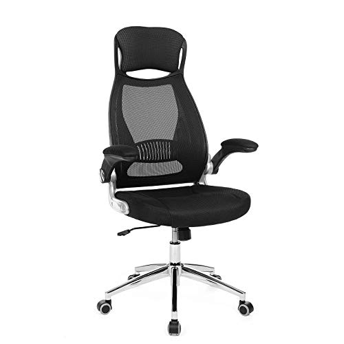 SONGMICS OBN86BK Silla giratoria de Oficina Silla de Escritorio de Malla con reposacabezas Mecanismo sincronizad y Altura Ajustable Negro SONGMICS OBN86BK Silla giratoria de Oficina Silla de Escritorio de Malla con reposacabezas Mecanismo sincronizad y Altura Ajustable Negro