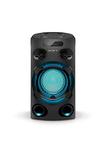 Sony MHC-V02 - Sistema de Audio de Alta Potencia (Bluetooth, Sonido de Graves de Largo Alcance Jet Bass Booster, luz Azul, Entrada de Guitarra y Karaoke) Negro