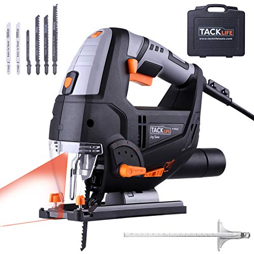 TACKLIFE Sierra de calar, 800W caladora con Láser& LED, 6 Hojas, Velocidad Variable (1-6), Estuche de Transporte, 22mm Altura de Carrera, 3 Longitud del Núcleo del Medidor | PJS02A TACKLIFE Sierra de calar, 800W caladora con Láser& LED, 6 Hojas, Velocidad Variable (1-6), Estuche de Transporte, 22mm Altura de Carrera, 3 Longitud del Núcleo del Medidor | PJS02A