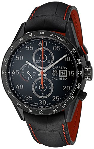 TAG Heuer Carrera - Reloj (Reloj de Pulsera, Masculino, Titanio, Negro, Cuero, Negro)