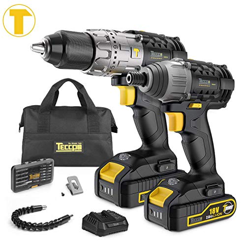 Taladro Atornillador, TECCPO Professional 60Nm Taladro Bateria, 180Nm Atornillador a Bateria, 2 Baterías 2.0Ah, 30min Cargador Rápido - TDCK01P Taladro Atornillador, TECCPO Professional 60Nm Taladro Bateria, 180Nm Atornillador a Bateria, 2 Baterías 2.0Ah, 30min Cargador Rápido - TDCK01P
