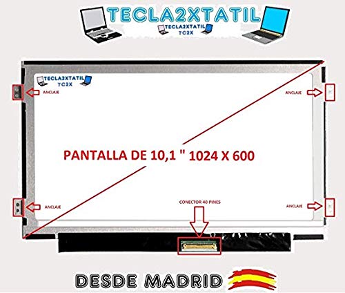 TECLA2XTATIL TC2X Pantalla Compatible de y para portatil Packard Bell ZE6 ZE7 10,1" WSVGA 1024X600 LED LCD 40 Pin Ver Foto