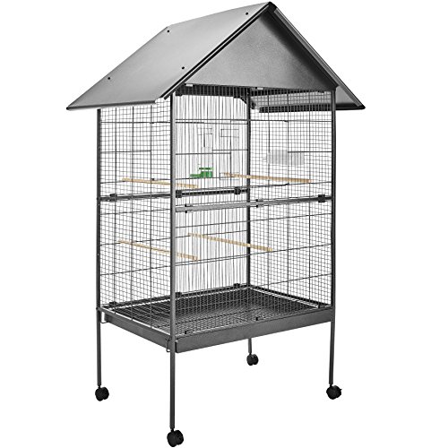 TecTake 800449 Jaula para Pájaros, Pajarera XXL con Ruedas, para Aves Canarios Periquitos - Varios Modelos (con Techo | No. 402288) TecTake 800449 Jaula para Pájaros, Pajarera XXL con Ruedas, para Aves Canarios Periquitos - Varios Modelos (con Techo | No. 402288)