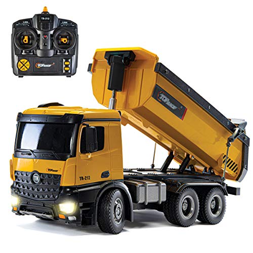 Top Race Camión volquete de construcción de Control Remoto, Juguete de camión volquete RC, vehículo de Juguete de construcción, Escala de construcción de Metal Pesado y plástico 1:14 Grande, 22 LBS Top Race Camión volquete de construcción de Control Remoto, Juguete de camión volquete RC, vehículo de Juguete de construcción, Escala de construcción de Metal Pesado y plástico 1:14 Grande, 22 LBS