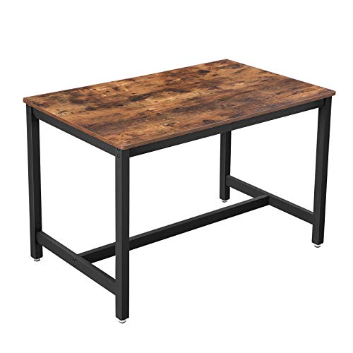 VASAGLE Mesa de Comedor 4 Plazas, Mesa de Cocina, 120 x 75 x 75 cm, Armazón de Metal de Alta Resistencia, Estilo Industrial, para Sala de Estar y Comedor, Marrón Vintage KDT75X VASAGLE Mesa de Comedor 4 Plazas, Mesa de Cocina, 120 x 75 x 75 cm, Armazón de Metal de Alta Resistencia, Estilo Industrial, para Sala de Estar y Comedor, Marrón Vintage KDT75X