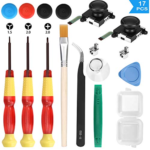 Veperain 2 paquetes de 3D Joysticks Analógicos para Nintendo Switch Joy-Con, con Destornillador Herramientas de Reparación,4 ThumbStick Veperain 2 paquetes de 3D Joysticks Analógicos para Nintendo Switch Joy-Con, con Destornillador Herramientas de Reparación,4 ThumbStick