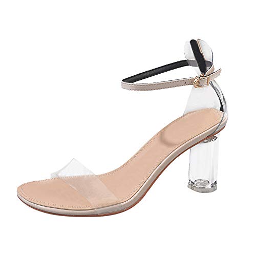 Verano Zapatillas de Mujer Una Palabra con Sandalias de tacón Gruesas Transparentes Zapatos de tacón Alto de Cristal riou Verano Zapatillas de Mujer Una Palabra con Sandalias de tacón Gruesas Transparentes Zapatos de tacón Alto de Cristal riou