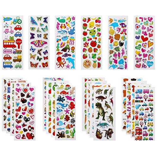 Vicloon Pegatinas para Niños 500+ 3D Puffy Pegatinas, 22 Hojas Variedad de Pegatinas para Regalos Gratificantes Scrapbooking Que Incluye Animales, Peces, Dinosaurios, Números, Frutas, Aviones y Más Vicloon Pegatinas para Niños 500+ 3D Puffy Pegatinas, 22 Hojas Variedad de Pegatinas para Regalos Gratificantes Scrapbooking Que Incluye Animales, Peces, Dinosaurios, Números, Frutas, Aviones y Más