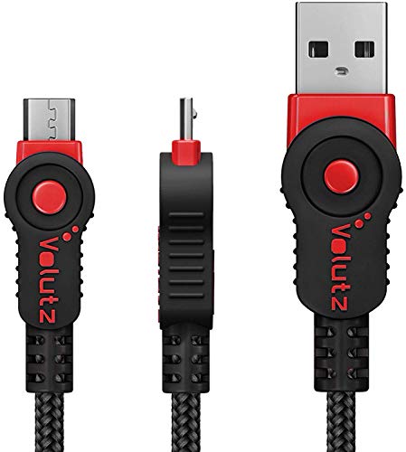 Volutz Cable Micro USB 1 Metros - Cable Cargador Equilibrium Super Resistente en Nylon Trenzado de Carga Rapida y Conector de Sincronización para Samsung, Nexus, Kindle, HTC, LG, PS4. - Rojo – 1m