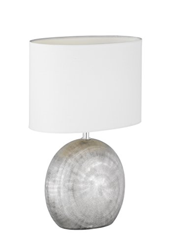 WOFI Lámpara de Mesa E14, 40 W, Plata, 24 x 17 x 37 cm, brillo ajustable;sensor de movimiento, cerámica;tela
