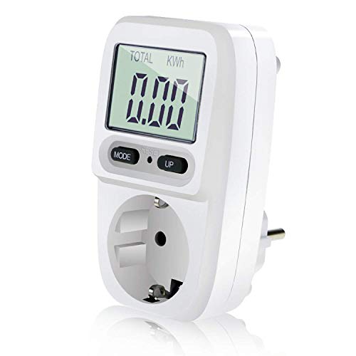 Zaeel Medidor de consumo de corriente del medidor de energía, medidor de consumo de energía eléctrica con pantalla LCD, protección contra sobrecarga, medidor de costo de energía, potencia máxima 3680W