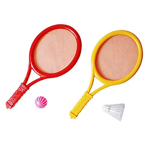 Zengkei Tenis Raquetas Juego para Niños, Interior Exterior Jardín Playa Ligero Sports Jugar Juego Juguetes para Niños de Niña sobre 3 Años Antiguo, con 1 Tenis Bola y 1 Bádminton Bola