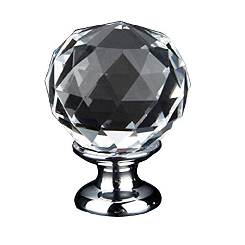 ZHJC Tirador de cajón de Cristal Nuevo Conjunto de 10 Piezas de 30 * 40 mm Redondo sólido de Cristal Biselado Transparente de Cristal de Diamante geométrico Perilla Pomos de Puerta de Cristal