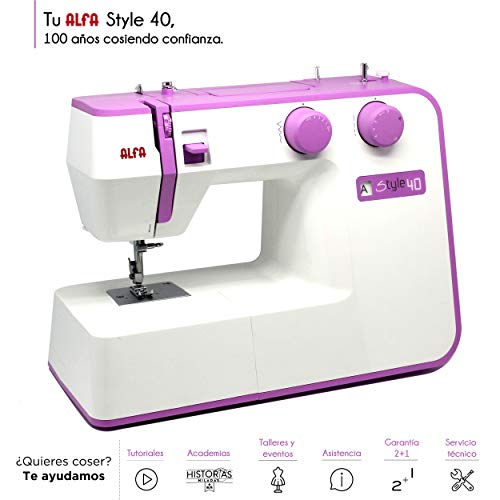 Alfa Style 40-Máquina de Coser Morada. Tamaño Estándar, 30 x 19 x 41 cm Alfa Style 40-Máquina de Coser Morada. Tamaño Estándar, 30 x 19 x 41 cm