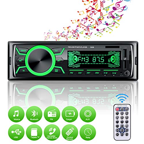 Autoradio Bluetooth, Radio de Coche 4 x 60W, Soporta Llamadas Manos Libres MP3/FM/AM/SD/AUX/USB Archivo y Control Remoto Inalámbrico