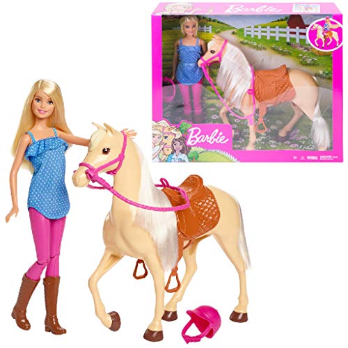Barbie- Pferd und Puppe Muñeca con caballo de juguete + 3 años, Multicolor (Mattel FXH13)