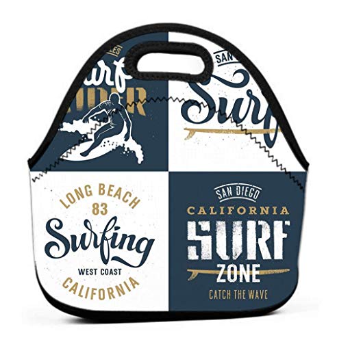 Caja de almuerzo premium, bolsa de almuerzo con aislamiento para mujeres Conjunto de surf para adultos Obras de arte Diseño de impresión de Surfrider Ropa Gráfico original
