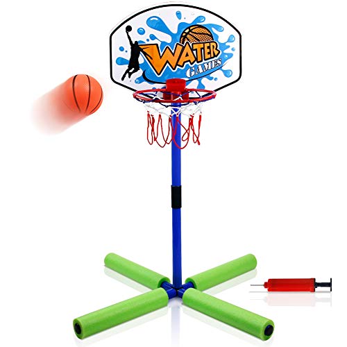 Canasta Baloncesto Niño Exterior Interior Juegos Baloncesto Niño Jardin Juegos de Agua Juego de Baloncesto Infantil Estable y Desmontable para Juguetes niños 3 años + (Incluyendo Inflador y Pelota)