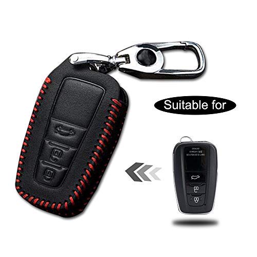 Carcasa Cuero para 3 Botones Llave Control Remoto Inteligente línea roja con Llaveros 1 PC Modelo E Carcasa Cuero para 3 Botones Llave Control Remoto Inteligente línea roja con Llaveros 1 PC Modelo E