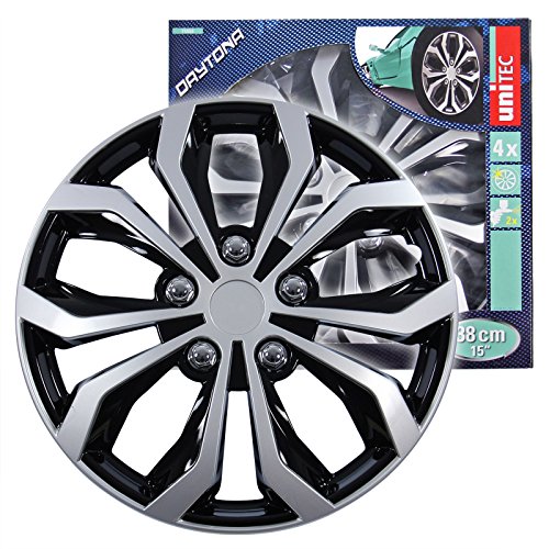 Cartrend 4 x Tapacubos Daytona Negro/Plata 15 Pulgadas Cartrend 4 x Tapacubos Daytona Negro/Plata 15 Pulgadas