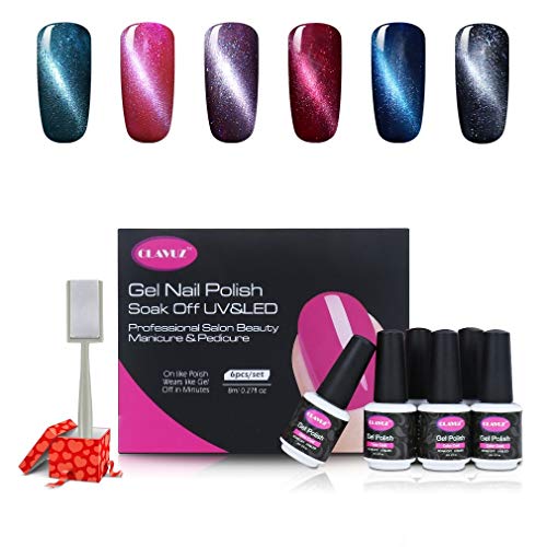Clavuz Esmalte de Uñas Semipermanente Gel Uñas UV LED Ojo de Gato 6pcs Kit con Imán Magnético Manicura y Pedicura Soak-off Clavuz Esmalte de Uñas Semipermanente Gel Uñas UV LED Ojo de Gato 6pcs Kit con Imán Magnético Manicura y Pedicura Soak-off