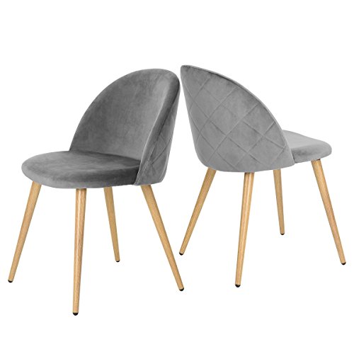 Coavas Juego de 2 Sillas Estilo Vintage Retro para Salón Tapizadas en Terciopelo Gris Suave Coavas Juego de 2 Sillas Estilo Vintage Retro para Salón Tapizadas en Terciopelo Gris Suave