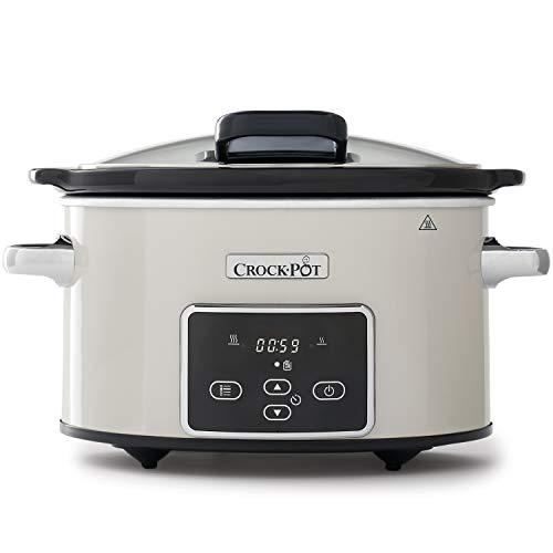 Crock-Pot CSC060X Olla de cocción lenta digital para preparar todo tipo de recetas, 3.5 litros, Mushroom/Cromado