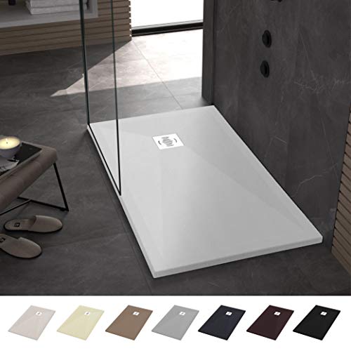 Crocket Plato de Ducha Resina Antideslizante Stone - Efecto Pizarra y Extraplano - Todas Las Medidas Disponibles - Incluye Sifón y Rejilla - Blanco RAL 9003-70 x 70 Crocket Plato de Ducha Resina Antideslizante Stone - Efecto Pizarra y Extraplano - Todas Las Medidas Disponibles - Incluye Sifón y Rejilla - Blanco RAL 9003-70 x 70