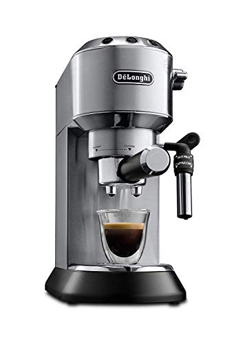 De'longhi Dedica - Cafetera de Bomba de Acero Inoxidable para Café Molido o Monodosis, Cafetera para Espresso y Cappuccino, Depósito de 1.3 Litros, Sistema Anti-goteo, EC685.M, Metal