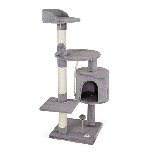 Dibea - Árbol rascador para gatos, 112 cm, Gris claro